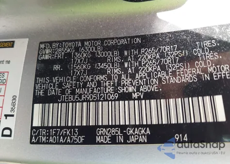 2013 Toyota 4Runner Sr5 from USA, damaged, VIN JTEBU5JR9D5121069